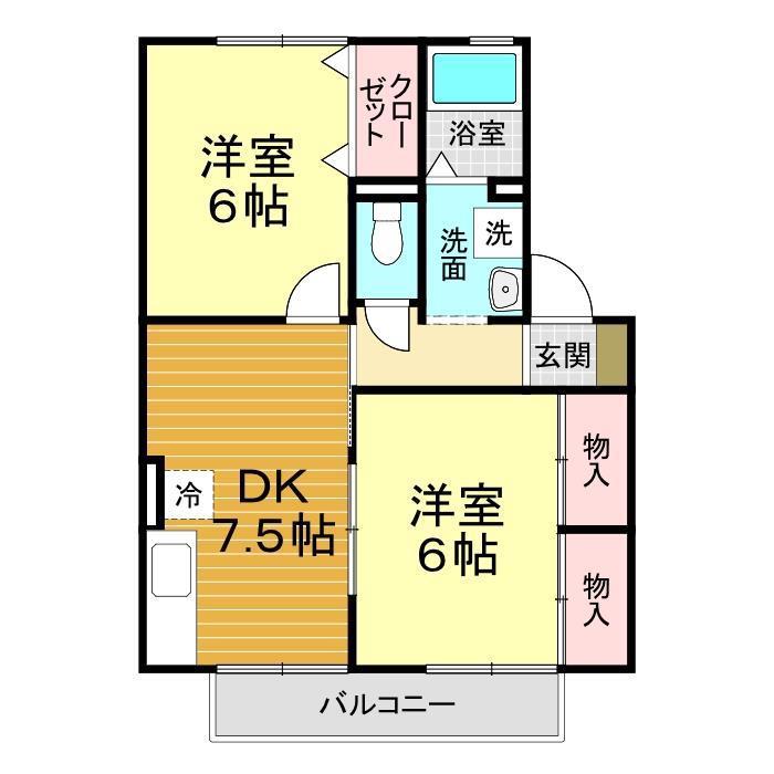 リヴェールA(2DK/2階)の間取り写真