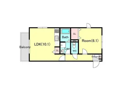 パークヒルズ新百合ヶ丘(1LDK/2階)の間取り写真
