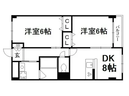 コーポラス伏見(2DK/1階)の間取り写真