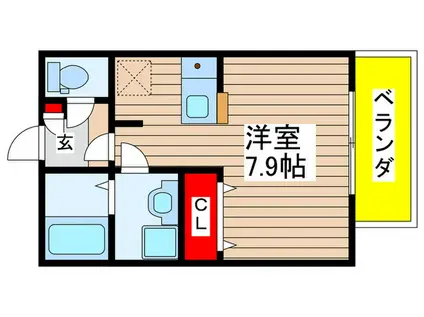 ミリアビタ稲毛(ワンルーム/2階)の間取り写真
