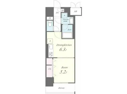 ジェネラーダ(1DK/8階)の間取り写真