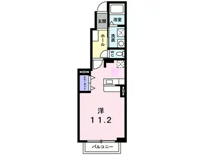 バレーフィールドII(ワンルーム/1階)の間取り写真