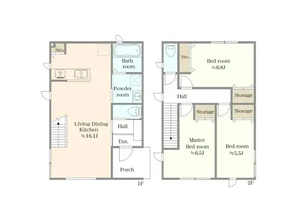 GEO CASA浜浦1号棟(3LDK/1階)の間取り写真