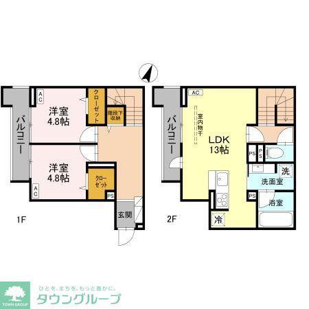 ラ・グリシーヌ・レーブ(2LDK/2階)の間取り写真
