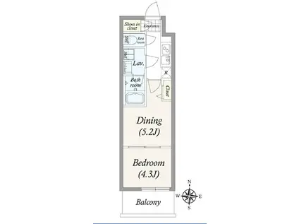 プライマル両国(2K/3階)の間取り写真