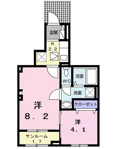 アルドーレ(2K/1階)の間取り写真