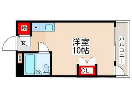 コーポベルB棟(ワンルーム/1階)の間取り写真