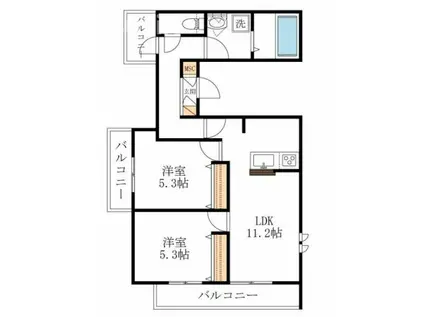 アステ―ル白金(2LDK/3階)の間取り写真