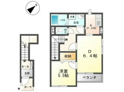 サニーフラット・K(1DK/2階)の間取り写真