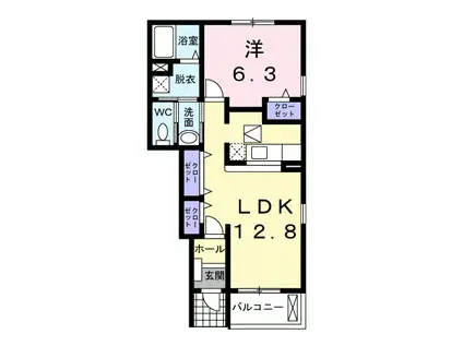 プリートメゾンA(1LDK/1階)の間取り写真