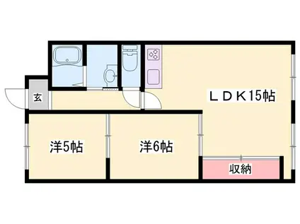 槇得ハイツII(2LDK/1階)の間取り写真