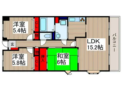 戸田パークフォルム(3LDK/4階)の間取り写真