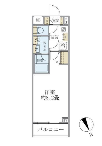 クレアポルテ川口元郷(1K/1階)の間取り写真