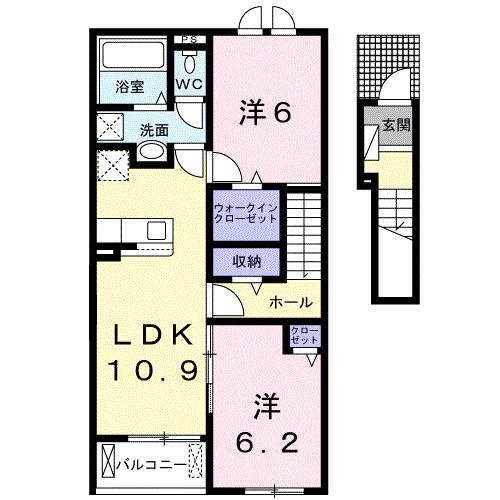 セルキューブ I 2LDKBTW(2LDK/2階)の間取り写真
