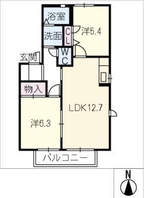 リヴェールK&S(3DK/2階)の間取り写真