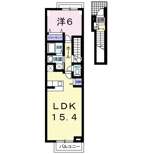サニ-ヒル(1LDK/2階)の間取り写真