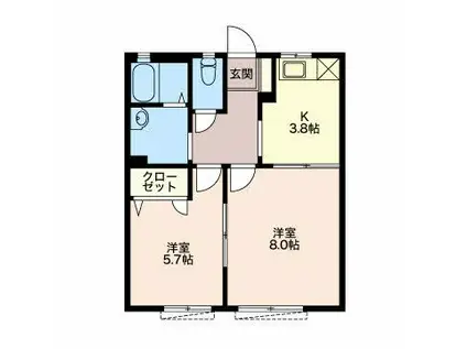 フレグランスシャトー E(2K/1階)の間取り写真