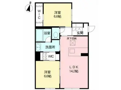 EBENE光の森(2LDK/1階)の間取り写真