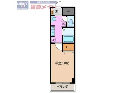 山第2マンション(1K/3階)の間取り写真