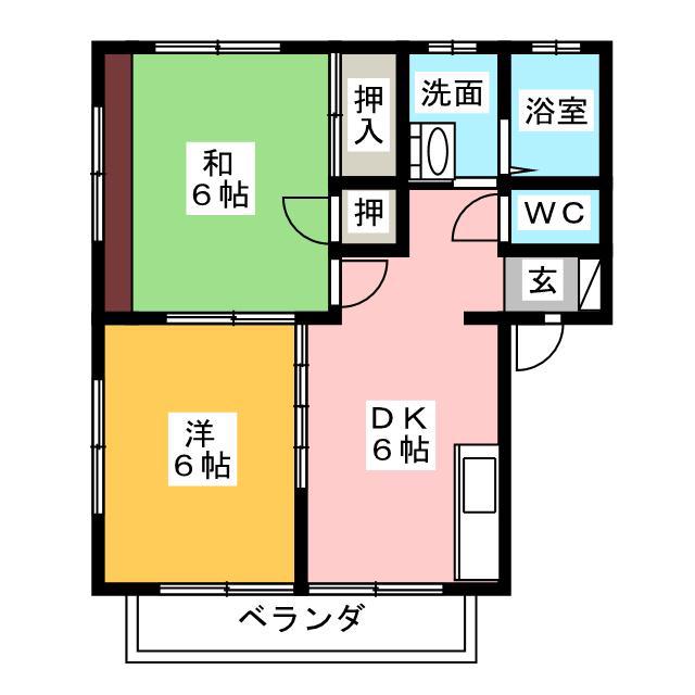 エクセレントまるふじ(2DK/1階)の間取り写真