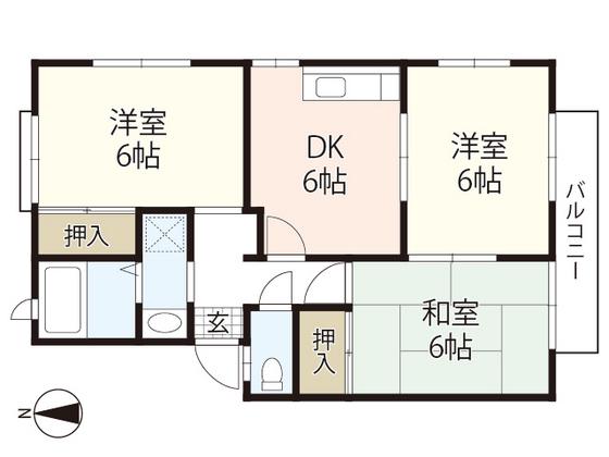 セジュール大町A棟(2LDK/2階)の間取り写真