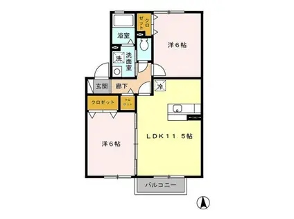 ブランソレイユ(2LDK/2階)の間取り写真