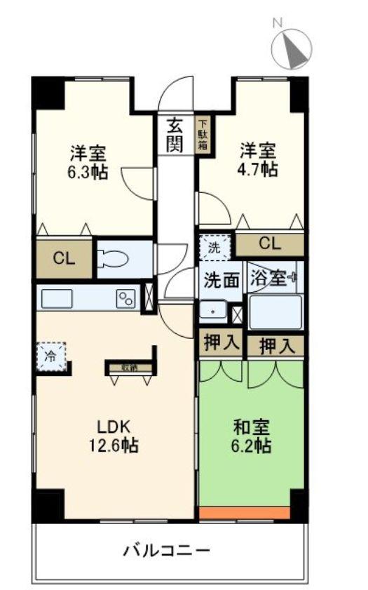 ウエスト ヴィレッジ(2LDK/2階)の間取り写真