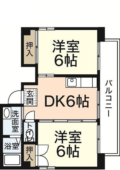 バロックワークス(2DK/4階)の間取り写真