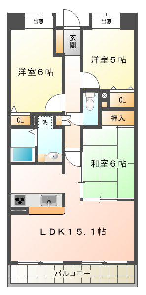 ラウムズ垂水(3LDK/4階)の間取り写真