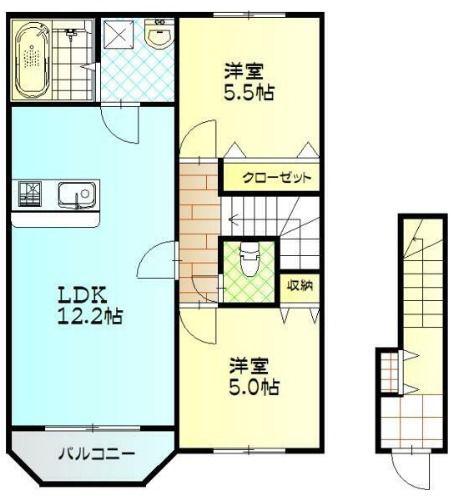 トレステーラUSA B(2LDK/2階)の間取り写真