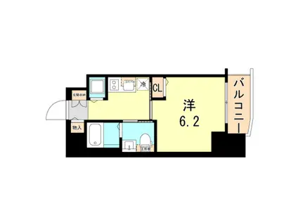 ファーストフィオーレ神戸元町(1K/2階)の間取り写真