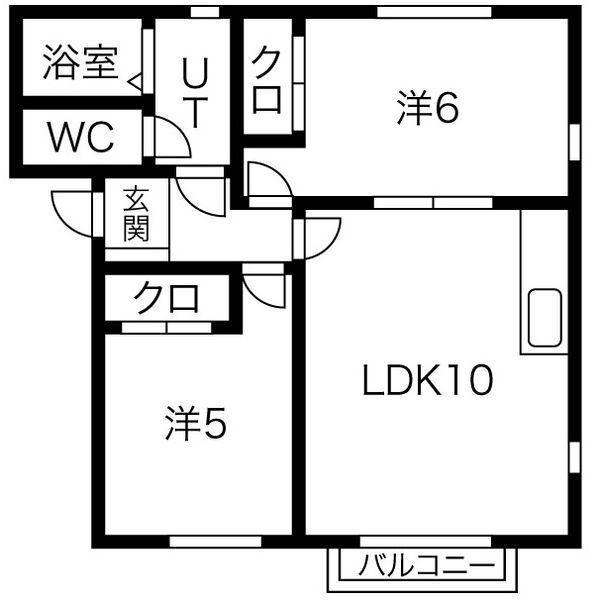 プロヴァンス(2LDK/1階)の間取り写真