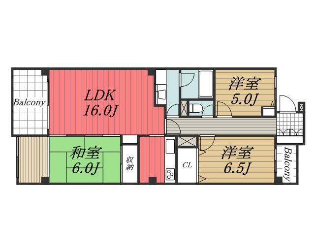 ヴィラ園生(3LDK/3階)の間取り写真