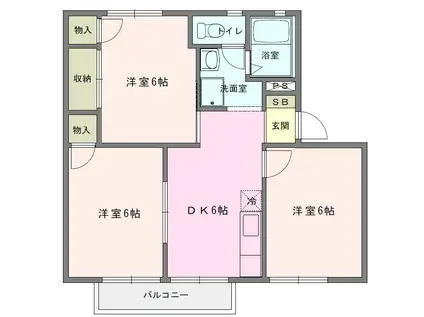 セジュール島崎B(3DK/1階)の間取り写真