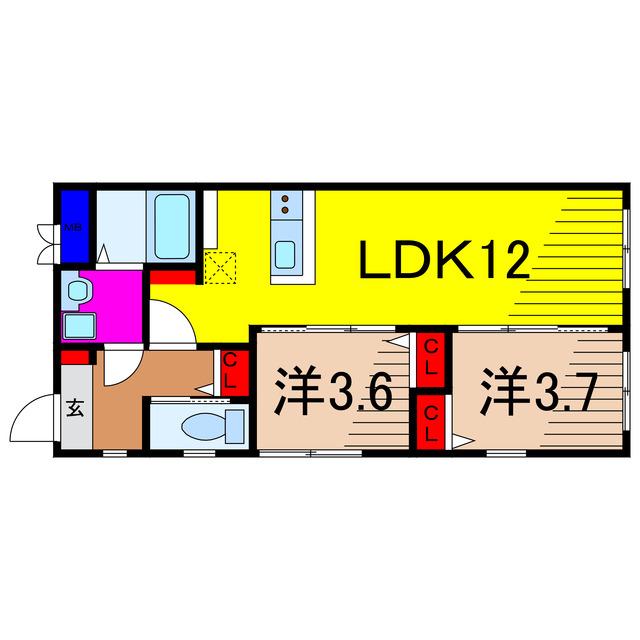リザーブ北綾瀬(2LDK/3階)の間取り写真