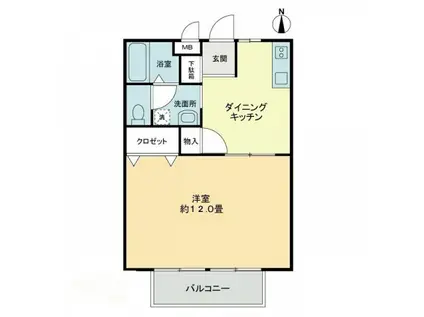 フォブールK&K(1DK/1階)の間取り写真