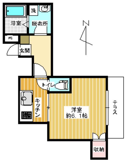 ドミールさくら(1K/1階)の間取り写真