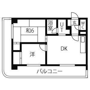 アルピナハイム(2LDK/6階)の間取り写真