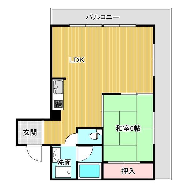 杉本町グランドハイツ(2LDK/5階)の間取り写真