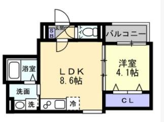 グランシェード川入(1LDK/3階)の間取り写真