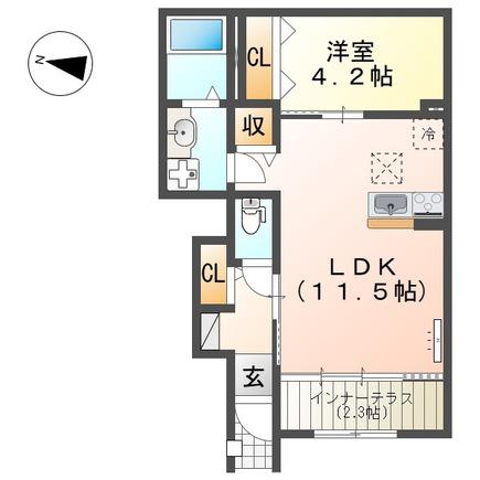 ブラン メゾン3(1LDK/1階)の間取り写真
