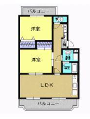 グランディール緑町(2LDK/1階)の間取り写真