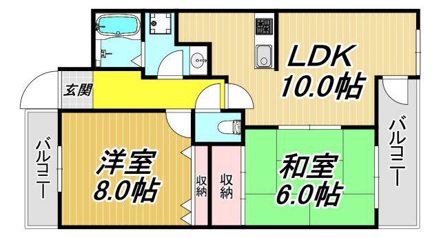 ルネッサンスII(2LDK/2階)の間取り写真