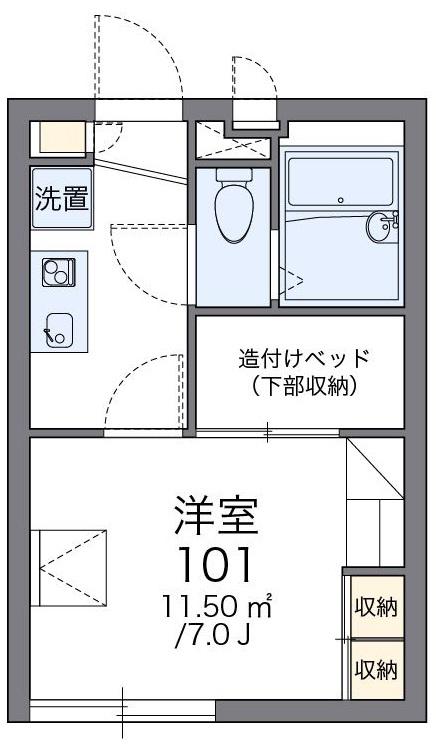 レオパレスグリーンガーデン町屋(1K/2階)の間取り写真