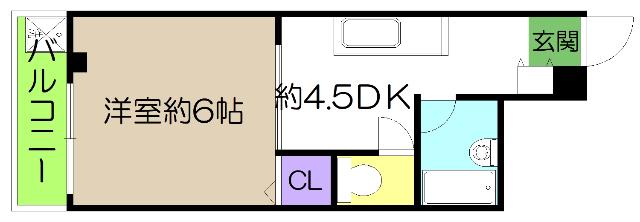 リブハイツ(1DK/4階)の間取り写真