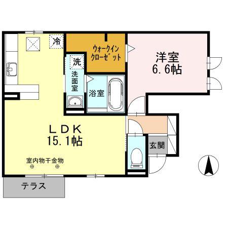 ジョリ シャンブル(1LDK/1階)の間取り写真