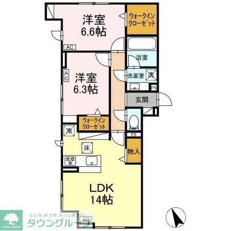 リエート(2LDK/1階)の間取り写真