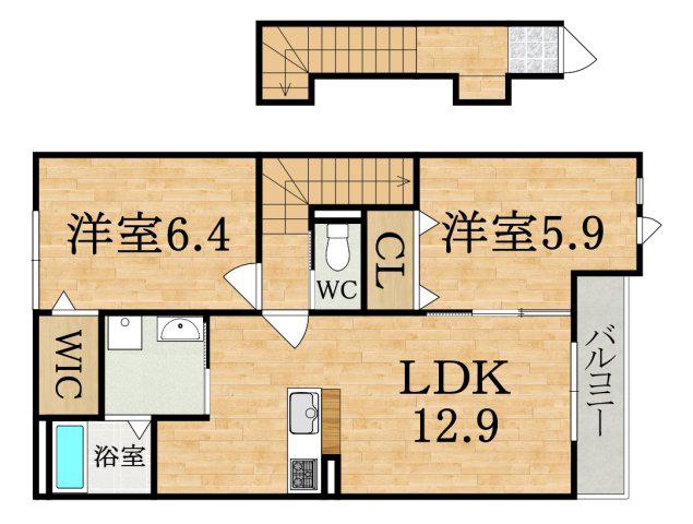 メゾンエクセル(2LDK/2階)の間取り写真