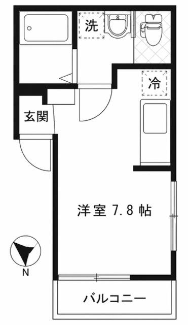 サンビレイ9(1K/1階)の間取り写真
