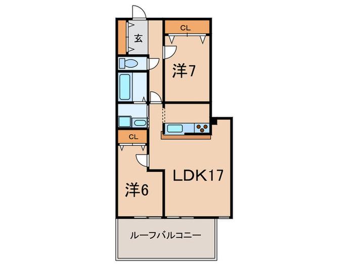 グランドール宝塚(2LDK/2階)の間取り写真